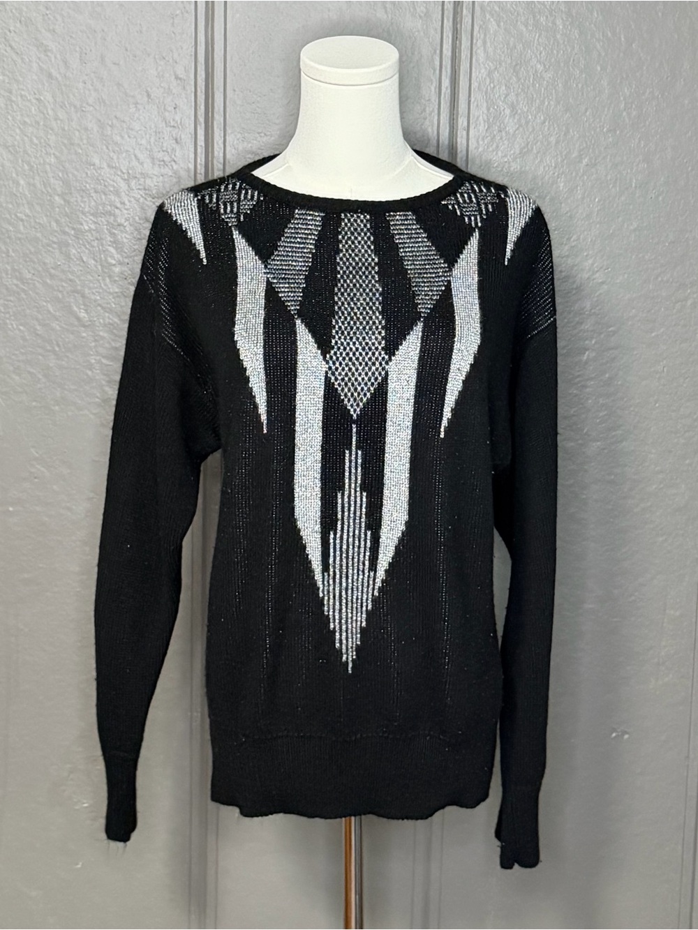 Vintage Diversity Black & Metallic Silver Sweater